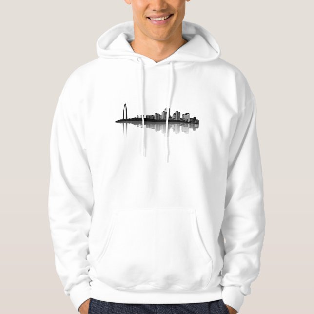 Moletom Hoodie da skyline de St Louis (b/w) (Frente)