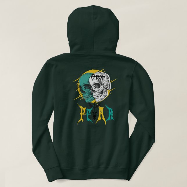Moletom Hoodie de fusão de duplo crânio (Verso do Design)