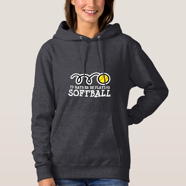 Moletom Hoodie de softball para mulheres com slogan engraç (Frente)