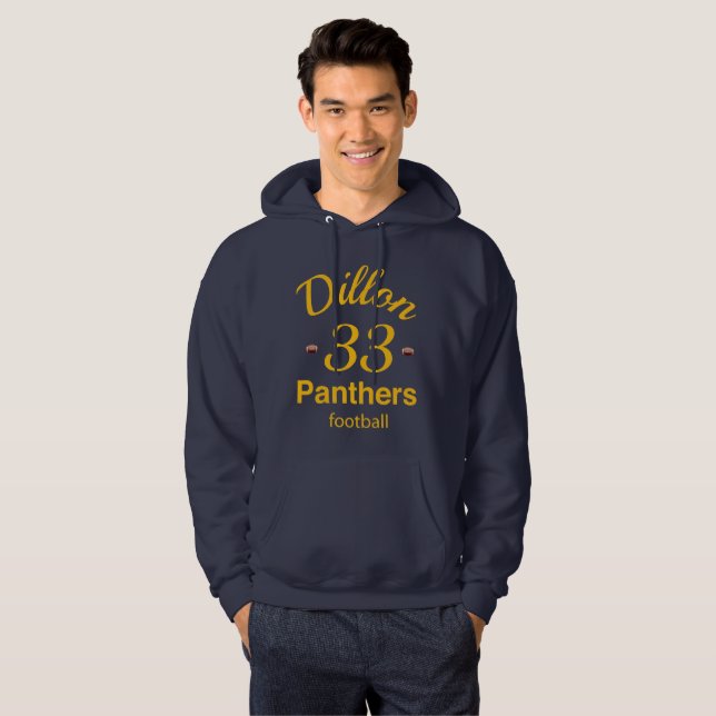 Moletom Hoodie do futebol das panteras de Dillon # 33 (Frente Completa)