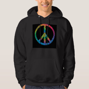 Moletom Hoodie do sinal de paz da tintura do laço