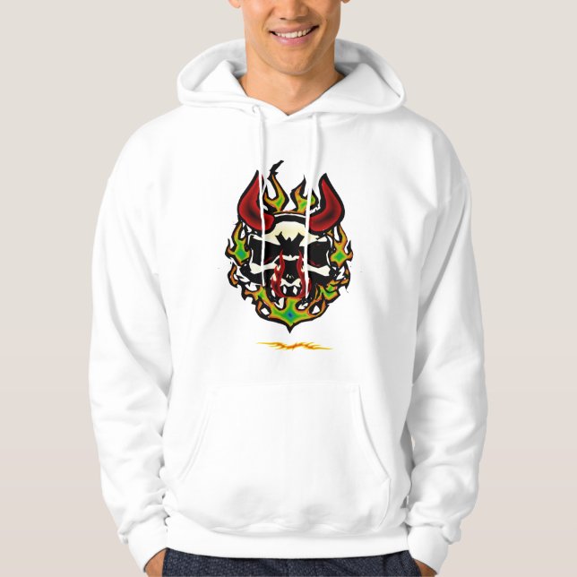 Moletom Hoodie flamejante do crânio (Frente)