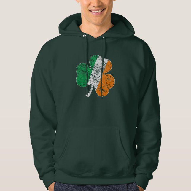 Moletom Hoodie irlandês afligido vintage do trevo da (Frente)
