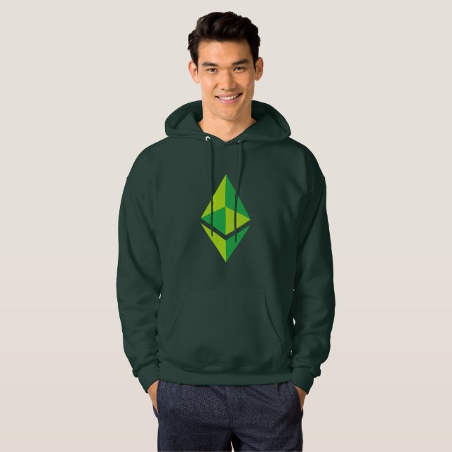 Moletom Hoodie verde do logotipo | de Ethereum ETH (Frente Completa)