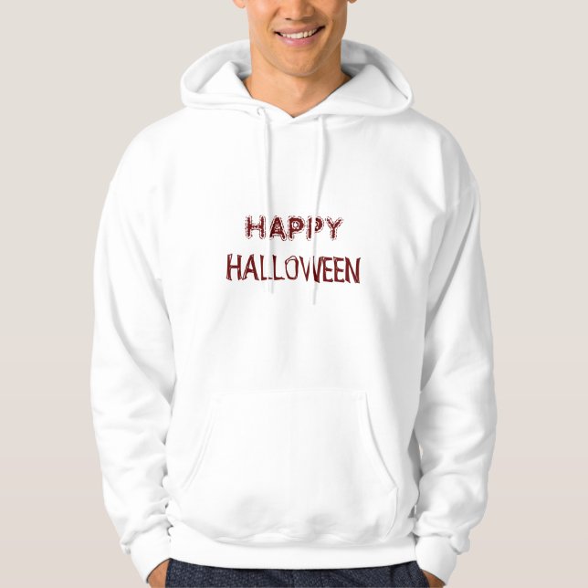 Moletom Hoodie White Happy Halloween trick para os tratame (Frente)