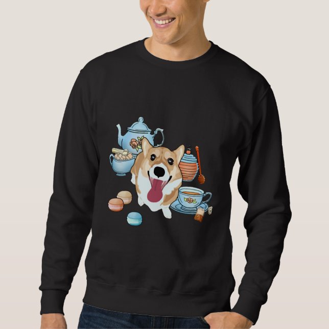 Moletom Horário de Chá Feliz de Corgi (Frente)