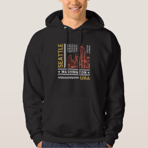 Moletom Horizonte de Seattle Washington Design Urbano Retr