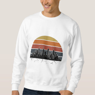 Moletom Horizonte Urbano da Cidade dos Anos 80 Pôr do Sol 