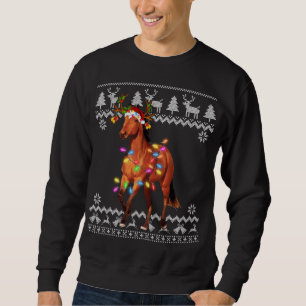 Moletom Horse Christmas Lights Santa Hat Ornament