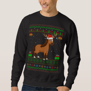 Moletom Horse Lover Santa Hat Correspondendo a Christma Ca