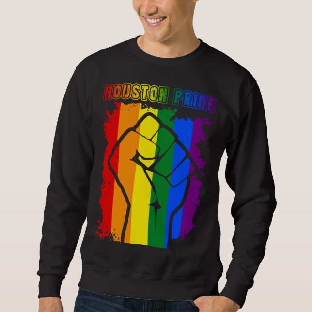 Moletom Houston Texas LGBT Pride Month LGBTQ Rainbow Flag (Frente)