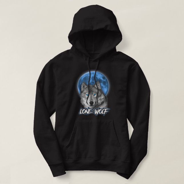 Moletom Howling Lone Wolf Shirt Na Lua Dão Um T-Shirt Engr (Frente do Design)