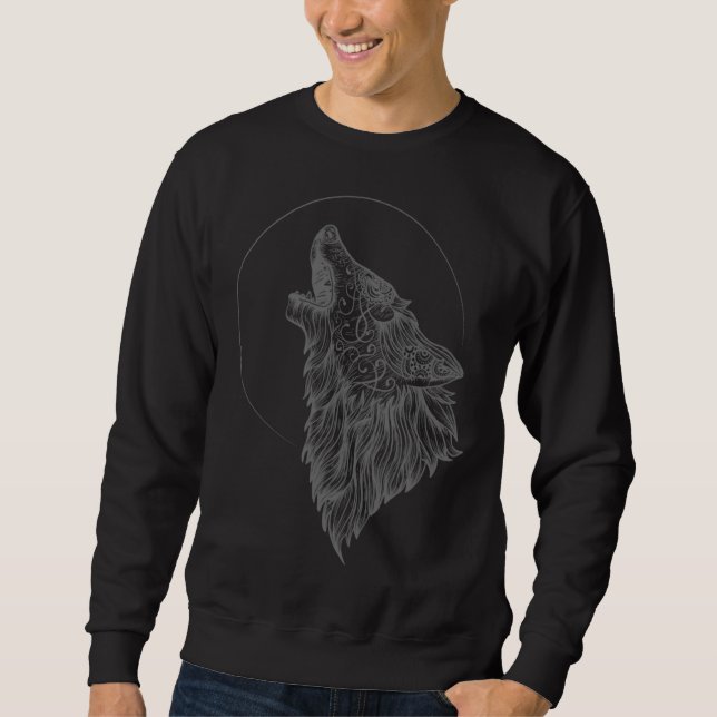 Moletom Howling Wolf Moon Mandala Occult Wolf (Frente)
