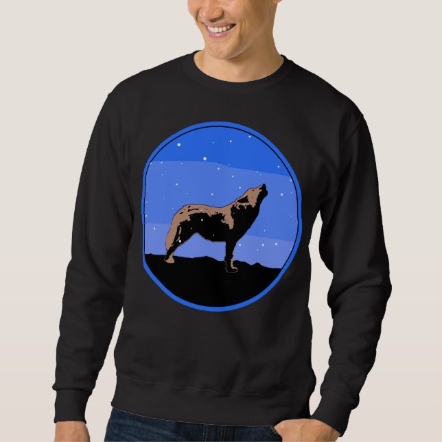 Moletom Howling Wolf no inverno - Arte original sobre a vi (Frente)