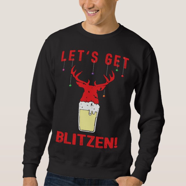 Moletom Hunting & Beer Festive Lets Get Blitzen Christmas (Frente)