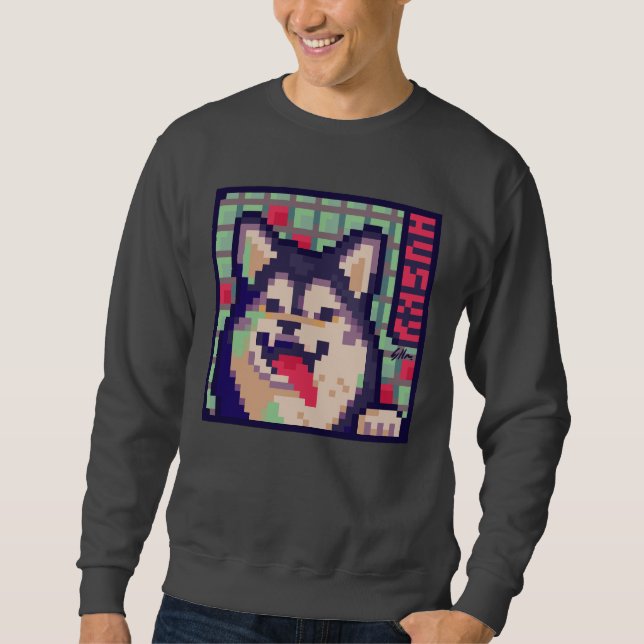 Moletom Husky, dog Pixel Art, pixelart (Frente)
