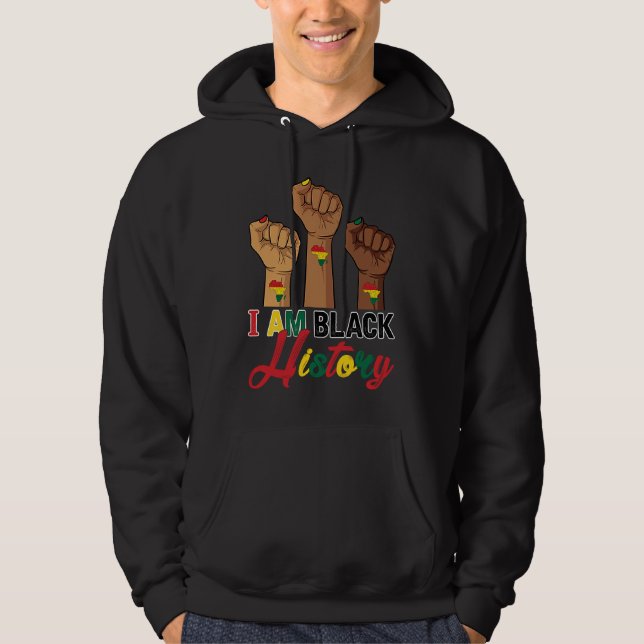 Moletom I Am Black History Hand Fist BHM BLM Pride Afro Me (Frente)