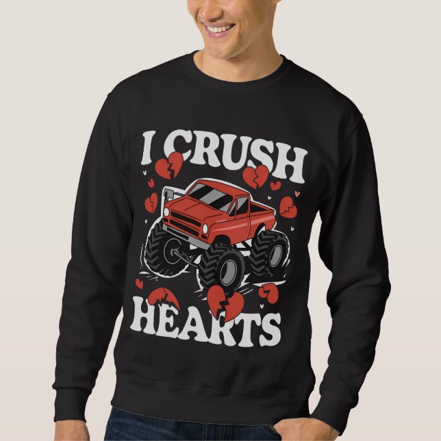 Moletom I Crush Hearts Monster Truck Dia de os namorados (Frente)