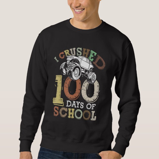 Moletom I Crushed 100 Days of School Monster Truck Kids (Frente)