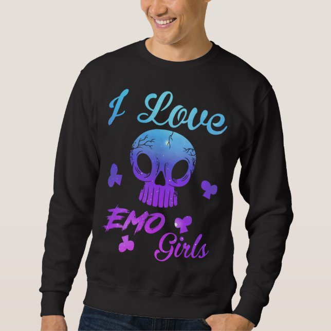 Moletom I Love Emo boys  I Love Emo girls  Emo Goth Matchi (Frente)