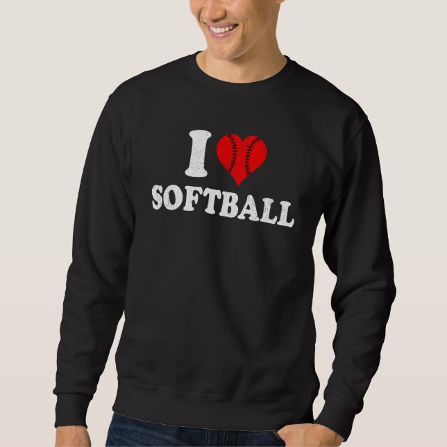 Moletom I Love Softball Retro Happy Valentine's Day Couple (Frente)