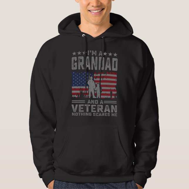 Moletom I m a Grandad and a Veteran nothing scares me  Dad (Frente)