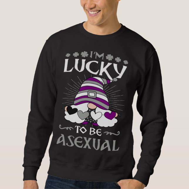 Moletom I m Lucky To Be Asexual Pride St Patricks Day Gnom (Frente)