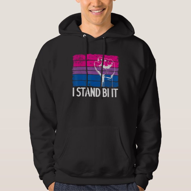 Moletom I Stand Bi It Bisexual Pride Fist Rainbow Flag Bi (Frente)