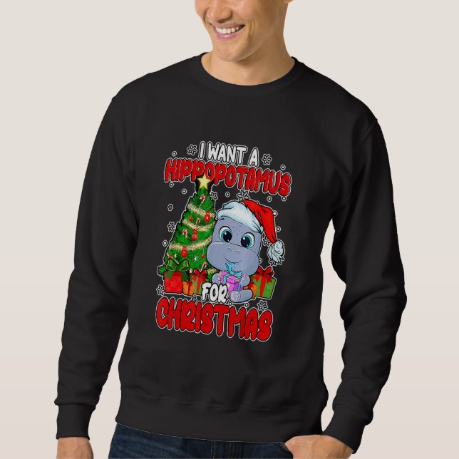 Moletom I Want A Hippopotamus For Christmas  Boys Girls Xm (Frente)