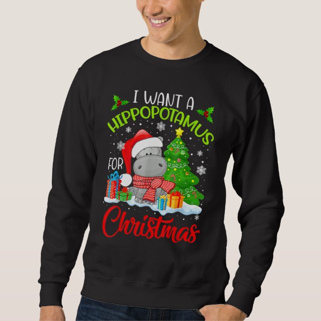 Moletom I Want A Hippopotamus For Christmas Cute Xmas Cost (Frente)