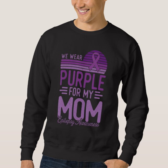 Moletom I Wear Purple For My Mom Epilepsy Awareness Retro (Frente)
