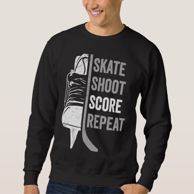 Moletom Ice Hockey Player Coach Skate Shoot Score Repeat (Frente)