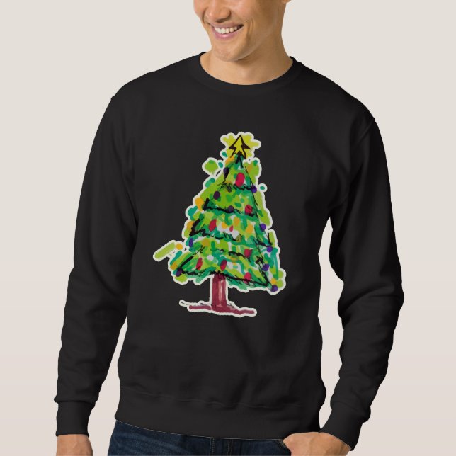 Moletom Ilustração Colorida de Árvore de Natal (Frente)