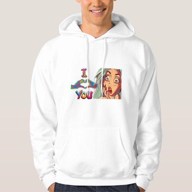 Moletom Ilustração de Arte Pop de Mãos em Coração - Eu te  (Frente)