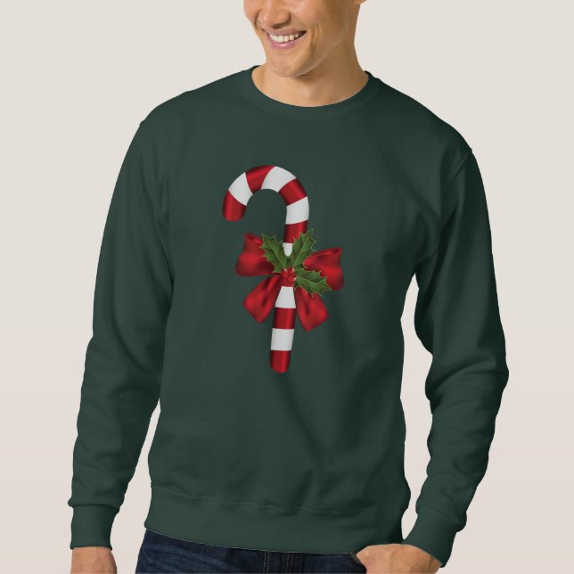 Moletom Ilustração de Bala de Natal Vermelha e Branca em F (Frente)