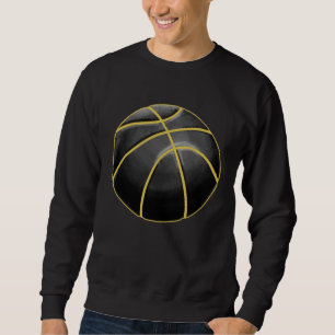 Moletom Ilustração de Basquetebol Bola Dourada Preta Stree