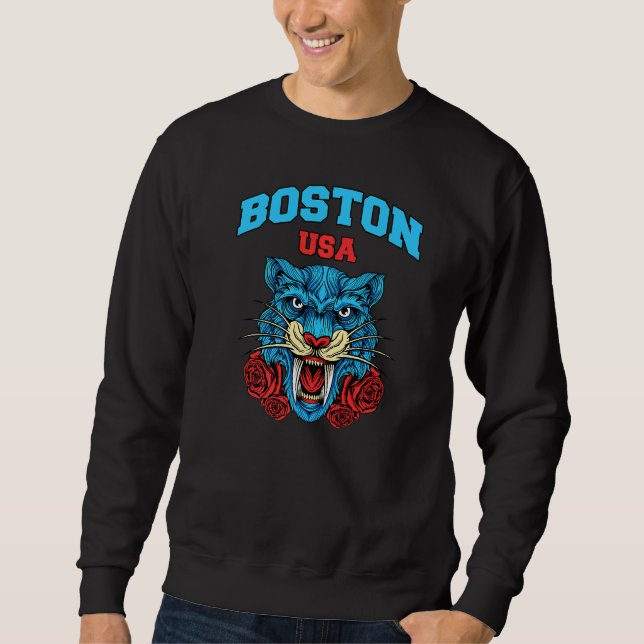 Moletom Ilustração de Boston Massachusetts com Wild Floral (Frente)