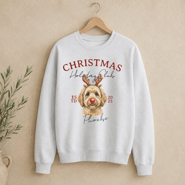 Moletom Ilustração de Cachorro de Natal Clube de Férias (Christmas Dog Illustration Holiday Club Sweatshirt)