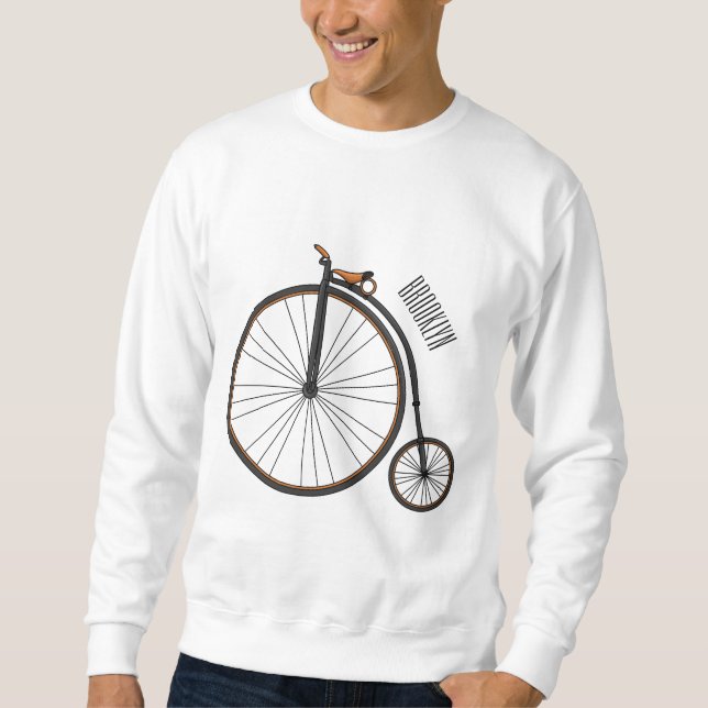 Moletom Ilustração de desenho animado de bicicleta de alta (Frente)