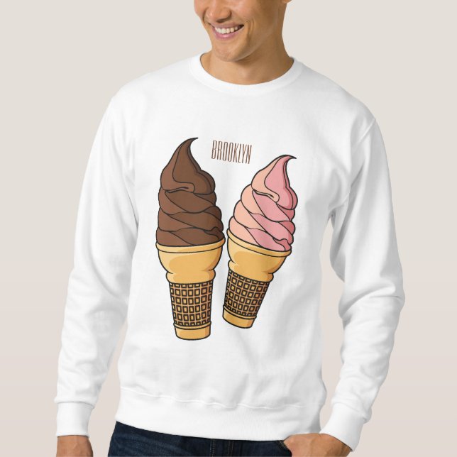 Moletom Ilustração de desenho animado de cone de sorvete  (Frente)