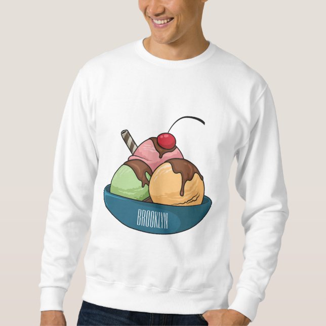 Moletom Ilustração de desenho animado de sorvete  (Frente)