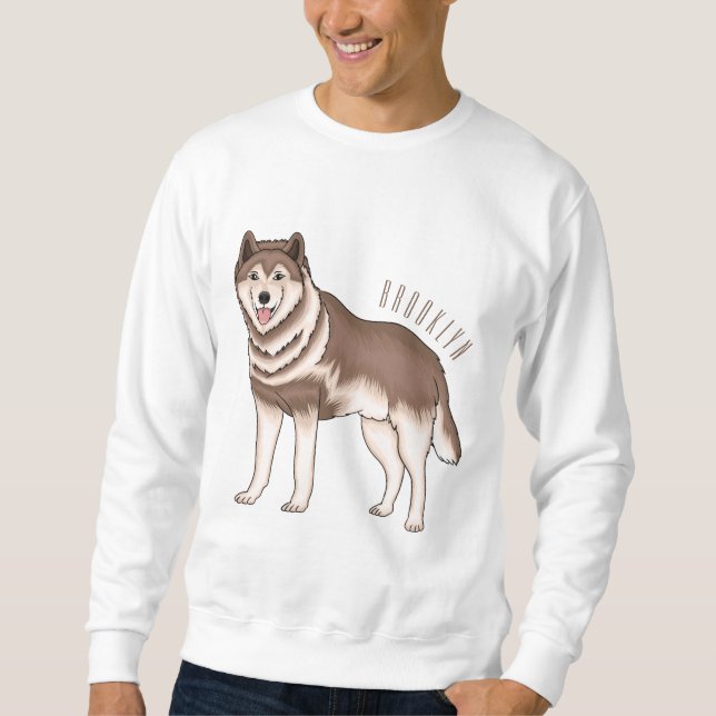 Moletom Ilustração de desenho animado siberiano husky (Frente)