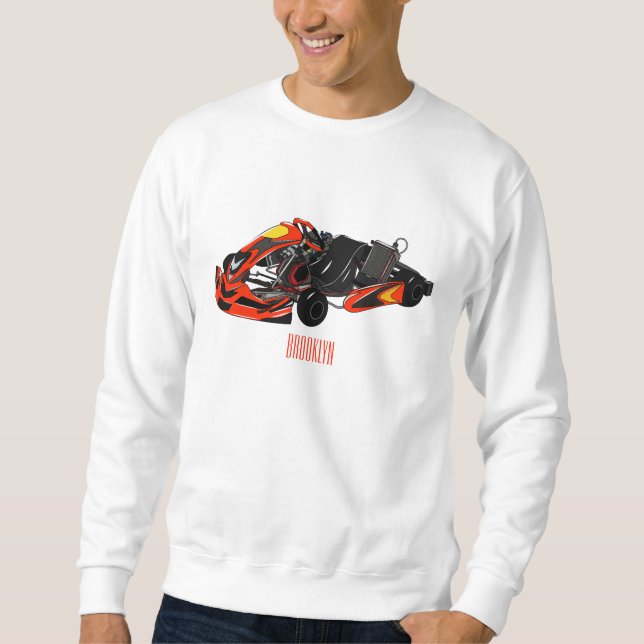 Moletom Ilustração de desenho de corrida de Kart (Frente)