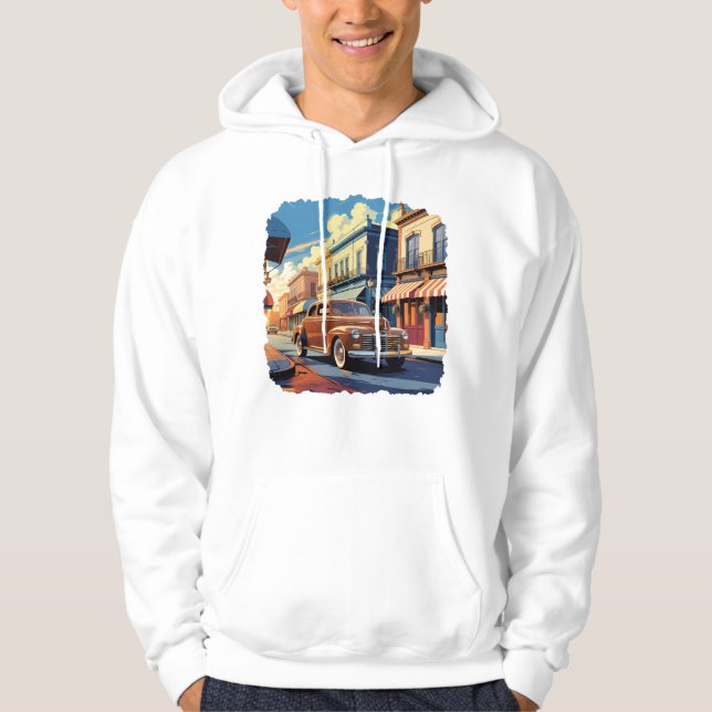 Moletom Ilustração de Rua de Cidade Vintage (Frente)