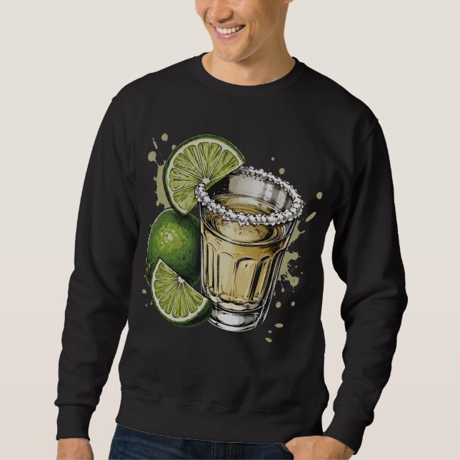 Moletom Ilustração de Shot de Tequila com Borda de Sal e L (Frente)