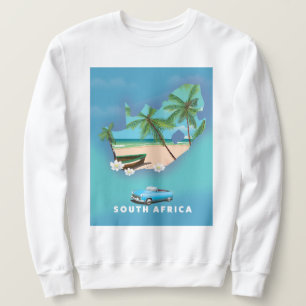 Moletom Ilustração do mapa da África do Sul, pôster de via