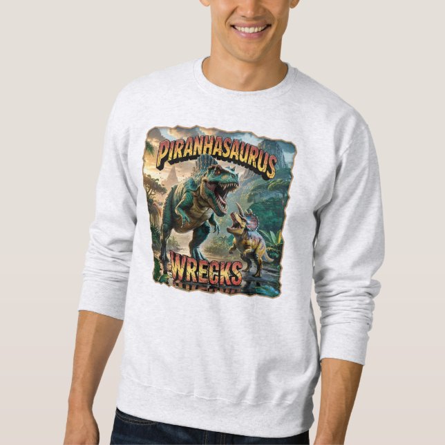 Moletom Ilustração Piranhasaurus Wrecks – Engraçado Assust (Frente)
