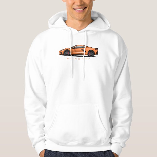 Moletom Ilustração preta do Chevy Corvette C8 (Frente)
