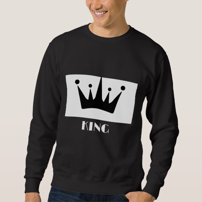 Moletom Imagem da Coroa de Texto King Personalizado Cor Pr (Frente)