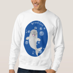 Moletom Imagem de desenho animado de bolhas de narvais fel